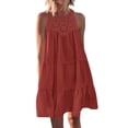 thumbnail image 1 of Timegard Womens Tops Dresses Lace Round Neck Sleeveless Ruffle Mid Long Dress Tops Summer Beach Loose, 1 of 7