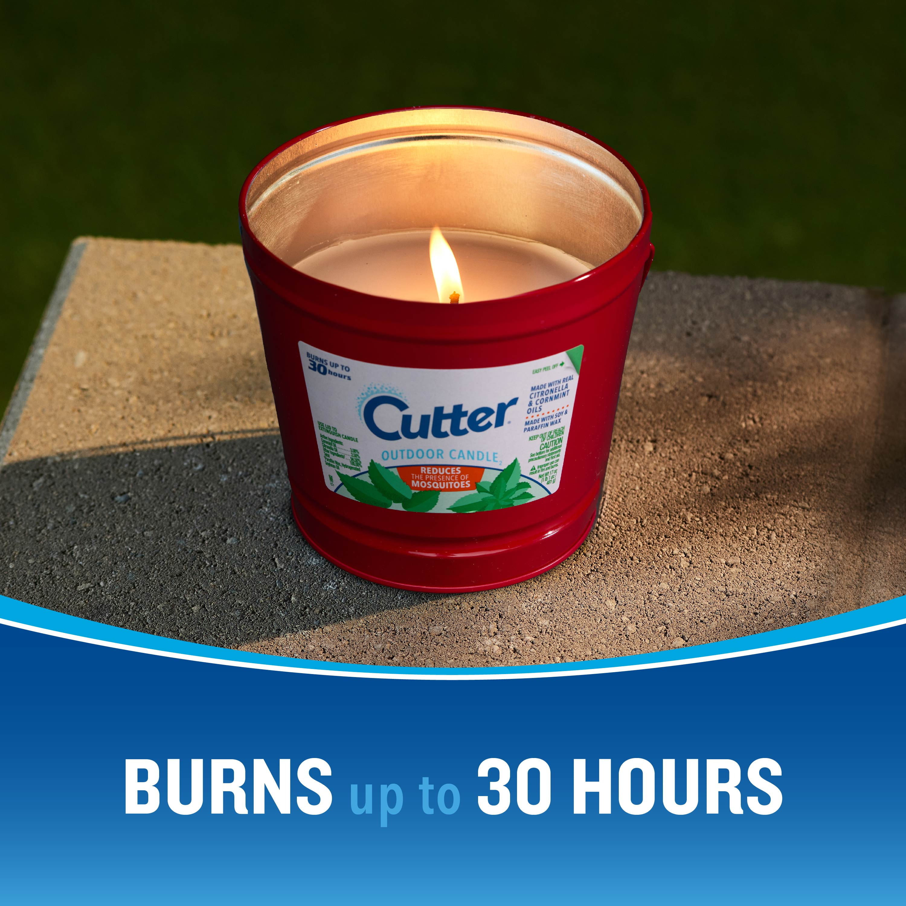 Cutter Outdoor Soy Wax Candle, Citronella & Mint Scent, 1 Count