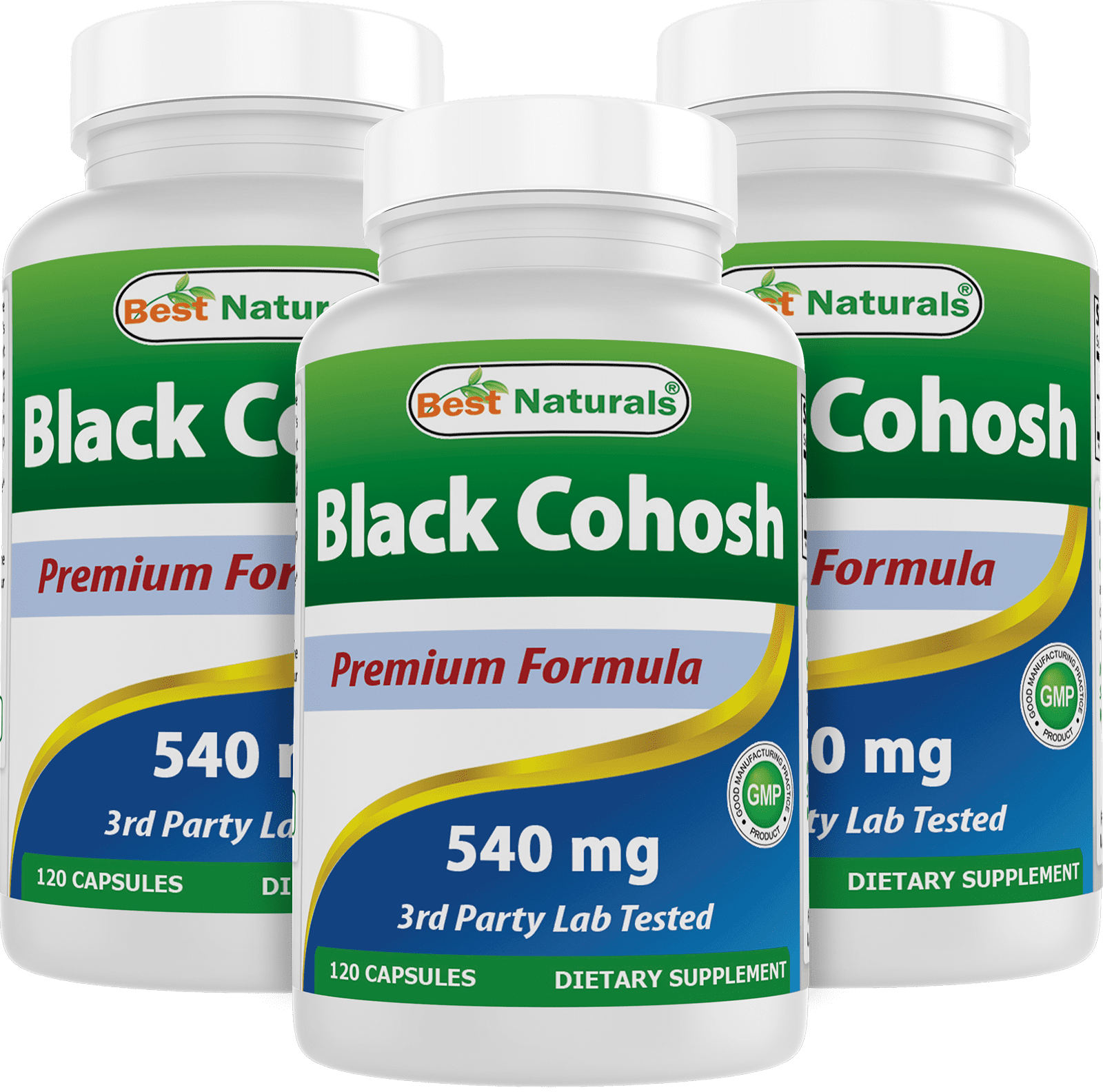 3 Pack Best Naturals Black Cohosh 540 mg 120 Capsules