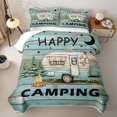 thumbnail image 2 of Erosebridal Happy Camping Twin Quilt Set, Teal Farmhouse Lodge Cabin Twin Coverlet Set, 2pcs 1 Bedspread and 1 Pillowcase, 2 of 7