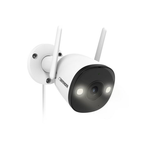 Defender Guard Pro 2K WiFi. Plug-in Power Security Camera with Color Night Vision  Two-Way Talk  Smart Human Detection  Spotlight & Siren  32 GB SD Card