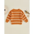 thumbnail image 2 of Suealasg Toddler Boys Sweater 1T 2T 3T Long Sleeve Crew Neck Striped Print Knitwear Pullovers Tops Infant Baby Girls Fall Winter Jumpers Halloween Clothes, 2 of 8