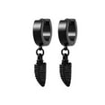 thumbnail image 3 of HOOUN Black Small Feather Drop Dangle Hoop Earrings Stainless Steel Jewelry Gift, 3 of 3