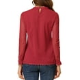 thumbnail image 3 of INSPIRE CHIC Blouses Décontractées pour Femmes à Col Rond en Dentelle Florale à Manches Longues en Chiffon Hauts TG Rouge, 3 of 6