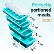 Souper Cubes Gift Set - Kitchen Essentials Set with 2 Tbsp, 1/2 Cup, 1 Cup, and 2 Cup Silicone Freezer Trays With Lids