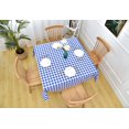 thumbnail image 3 of Rally Home Goods Indoor Outdoor Patio Vinyl Square Tablecloth, Flannel Backing, Waterproof Wipeable Cover for Dining, Parties Picnic, Blue/White Gingham Plaid Check Plastic, 60x60’’, Seats up to 6, 3 of 7