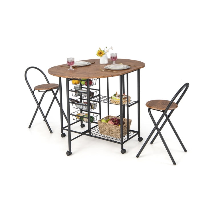Finihen Dining Set, Dining Table Set, 3 Pieces Folding Dining Table and Chair Set, for Home, Restaurant, Rustic Brown Finihen Dining Set, Dining Table Set, 3 Pieces Folding Dining Table and Chair Set, for Home, Restaurant, Rustic Brown