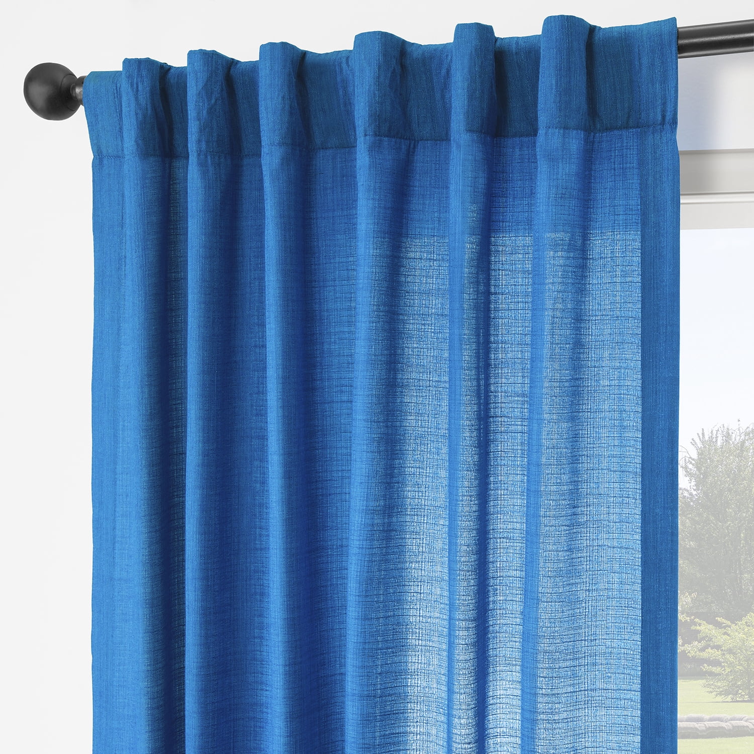 Half Price Drapes Blue Rustic Linen Weave Light Filtering Curtains for Bedroom (2 Panel), 50W X 84L