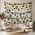 thumbnail image 2 of Teal Brown Paw Prints Tapestry for Bedroom Wall Hanging Tapestry, Vintage Farmhouse Wooden Grain Ceiling Backdrop Tapestries Poster Blanket Wall Decor for Teens Room Living Room Dorm 55" x 73", 2 of 8