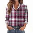 thumbnail image 2 of JSheng Women's Blouse Plaid Printed Fashion Casual Work Loose Long Sleeve Breasted Lapel Shirts for Women Multicolor L, 2 of 5