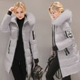 thumbnail image 6 of Women's Long Hooded Winter Coat Slim Fit Quilted Puffer Jacket Grey XXXXL, 6 of 7