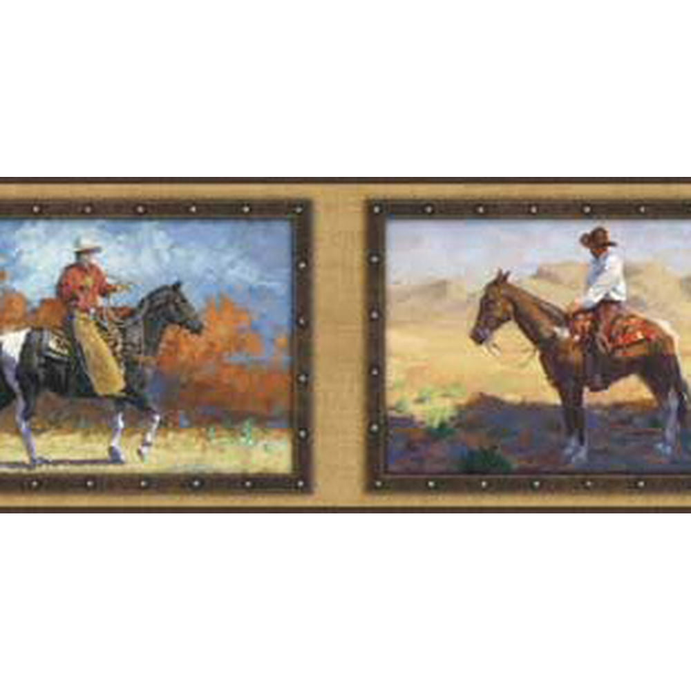878578 Framed Cowboy Horse Wallpaper Border