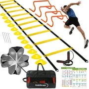 Ambifirner Agility Ladder Training Equipment Set - Agility Ladder(12 Rungs/20ft), 4 Speed Hurdles, 12 Training Cones, Jump Rope, Parachute for Speed/Soccer/Football Training with Carry Bag