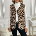 thumbnail image 2 of Tiweut Womens Leopard Cardigans Sleeveless Outerwear Vest Open Front Coat for Fall Winter Casual Outfits,Z1 Coffee,S, 2 of 6