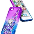 thumbnail image 5 of Nagebee Case for iPod Touch 7th 6th 5th Generation, iPod Touch 7 6 5 Gen with Screen Protector, Liquid Glitter Floating Bling Diamond [Ring Holder & Wrist Strap] Women Girls (Purple/Blue), 5 of 7