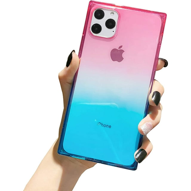 Square Case,Clear Case Cute Gradient Slim Silicone Transparent Reinforced Corners TPU Cushion Cover Case(iPhone 6plus)