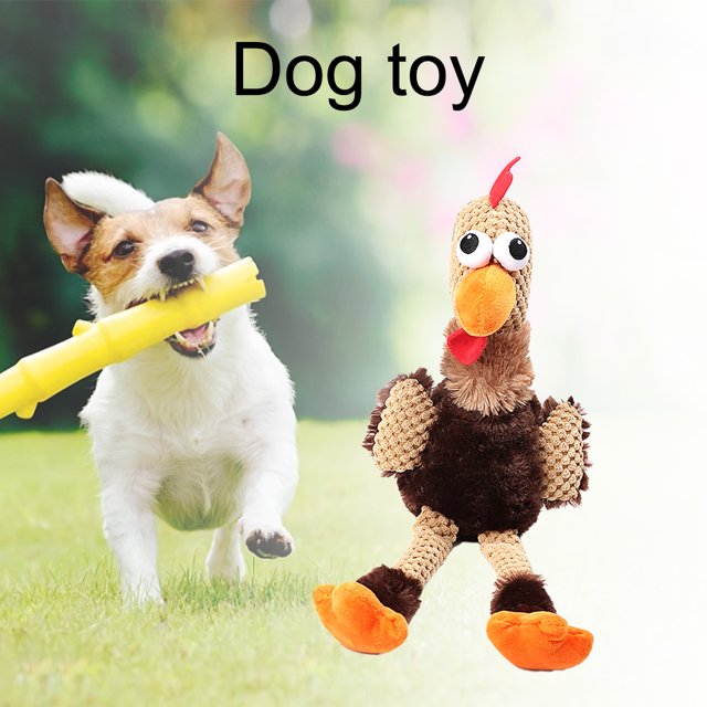 Shulemin - Juguete para masticar con forma de pollo para cachorros de perro, muñeco de peluche con sonido chirriante y suave, para mascotas