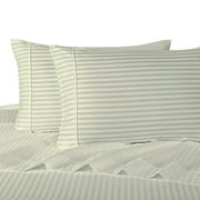 Extra Pillowcases - Royal Plush 100% Cotton 600 Thread Count Sheet Sets, Luxurious Sateen Weave Stripes, Deep Pockets (18" Pockets), 6 Piece California King Size Sheet Set, Ivory