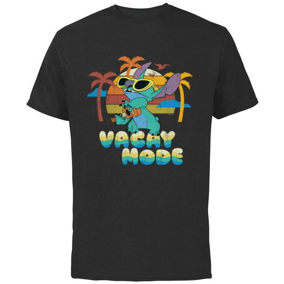 Disney Stitch Island Vacay Mode Retro Distressed - Short Sleeve Cotton T-Shirt for Adults - Customized-Natural
