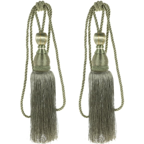 2pcs Luxury Home Decoration Curtain Clips Acessories Hanging Belt Ball Curtain Strap Tassel Tieback Buckle(Army Green)