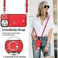 thumbnail image 5 of for iPhone 14 Pro Max Case Wallet with Strap for Women,Crossbody Lanyard and Wristlet Strap,Zipper Pocket,Credit Card Holder,Ring Stand,RFID Blocking Phone Wallet Cases(6.7 inch,Red), 5 of 18