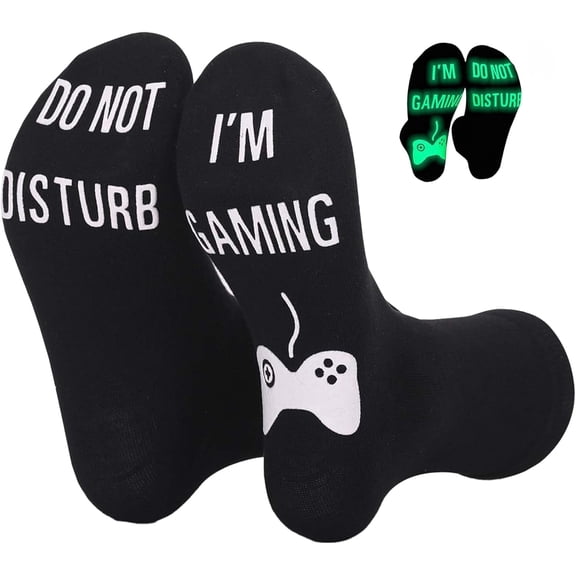 4 Pairs Do Not Disturb I’m Gaming Socks, Funny Father's Day Gifts Novelty for Men, Dad, Husband, Teen Boys, Cool Gamer Stocking Stuffers