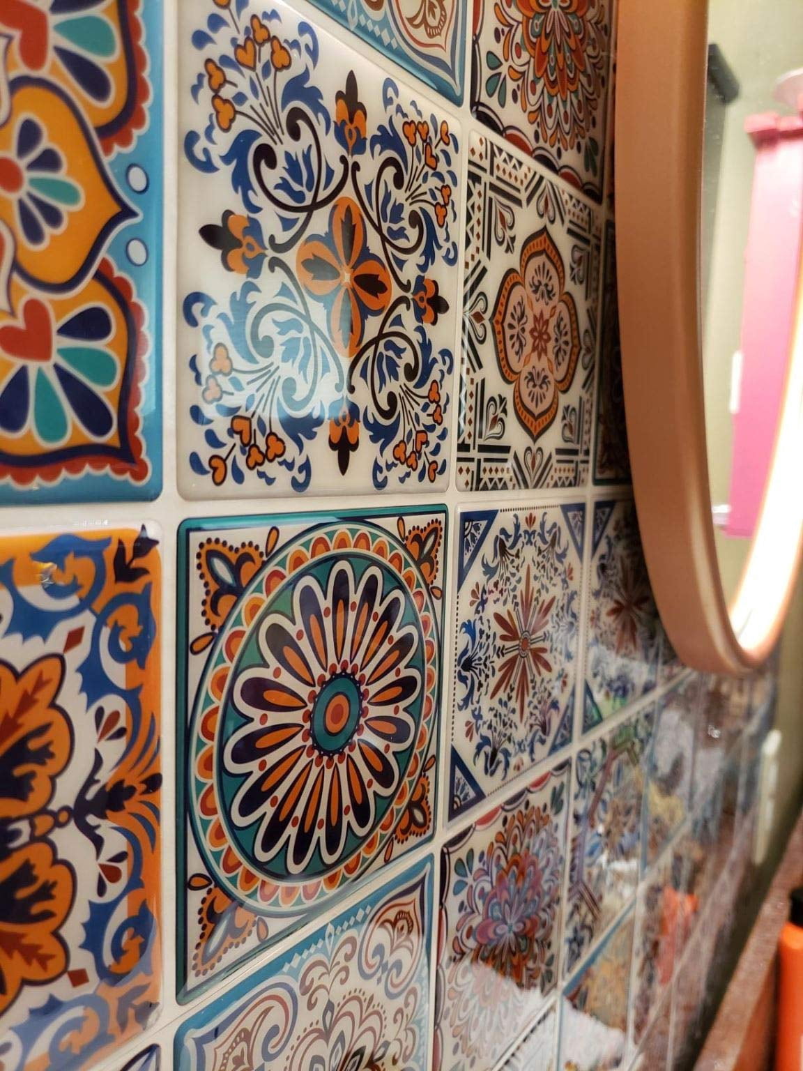 Peel And Stick Backsplash Tile Stickers  Colorful Talavera Mexican On Wall Tiles (10 Sheets)