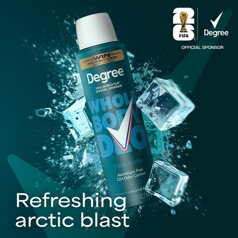 Degree Men Whole Body Deodorant Cool Rush Scent Aluminum Free 72H