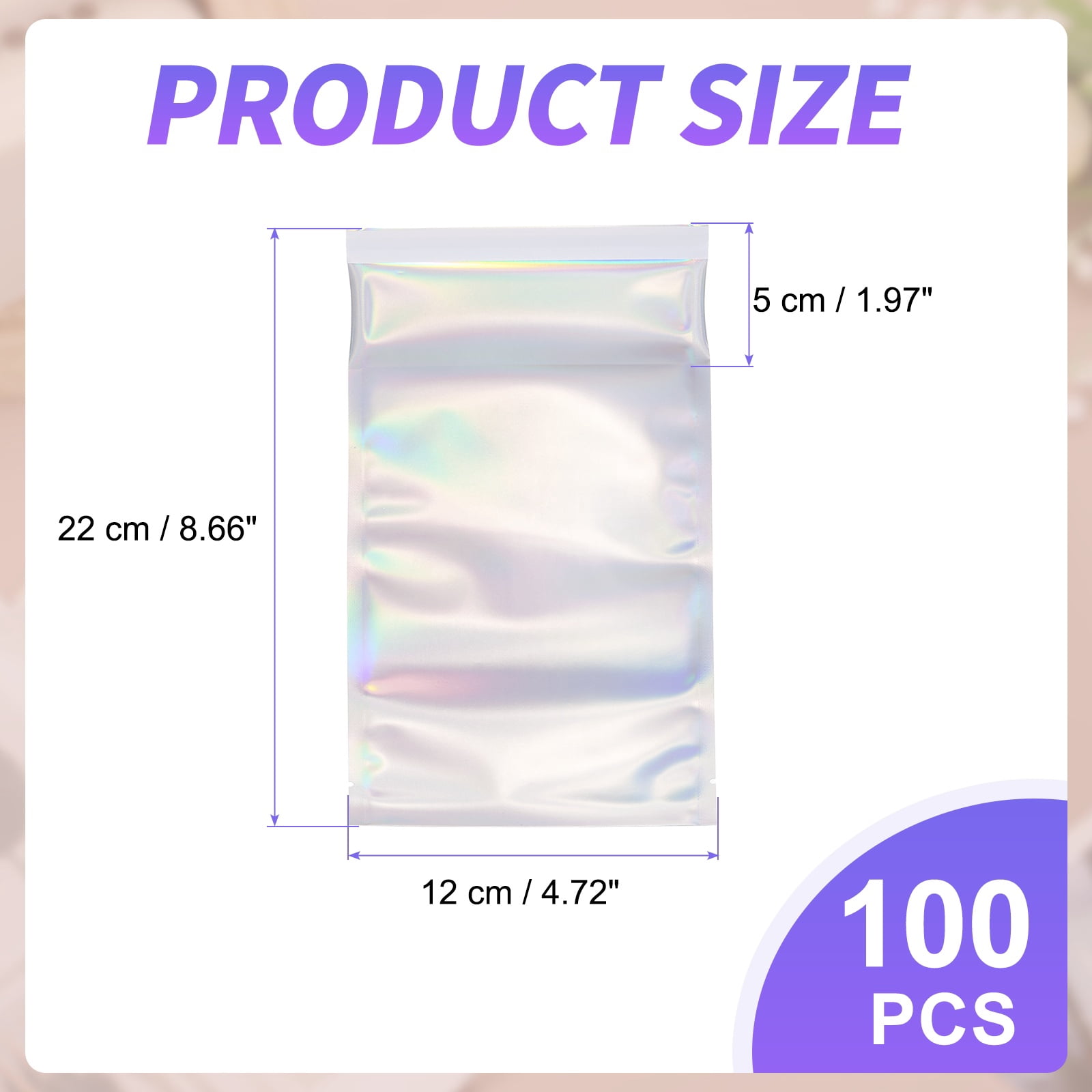 Uxcell Holographic Bags (9" x 5", Silver) (100Pcs) Holographic Metallic Poly Mailers Self Sealing Flat Foil Envelope Mailing Packaging Bags, Suit for - Jewelry/Sample/Shipping/Package