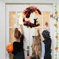 thumbnail image 3 of Halloween Wreaths For Front Door, Flower Moon Cat Halloween Home Decoration, Halloween Family Gathering Decoration Wreath，Outdoor, Wall, Closet, Fence, Wreath Halloween (Pink roses), 3 of 7