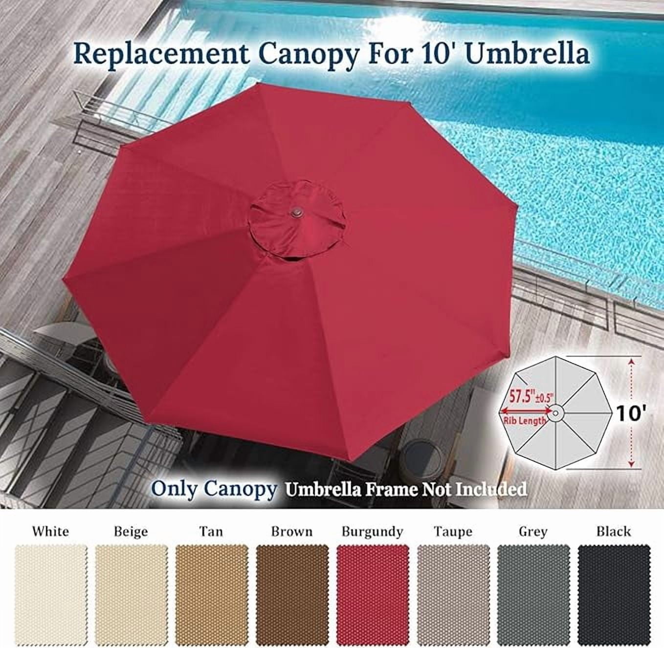 SOLAXO 10' Umbrella Canopy Top Cover Patio Replacement Top Cover 8 Ribs Outdoor Sunshade