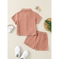 thumbnail image 3 of vera natura Toddler 2Pcs Summer Outfits, Short Sleeve Button Down Lapel Shirt + Shorts Set Baby Clothes, 3 of 9