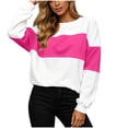 thumbnail image 5 of Womens Loose Sweatshirt Zaewscy Women's Printed Fashionable Loose Casual Round Neck Long Sleeved Hooded Top Hot Pink S, 5 of 9