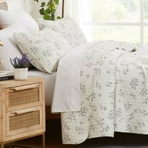 Southshore Fine Living, Inc. Oversized King Quilt Bedding Set, 3-Piece, King Size Grey Quilt with 2 Shams, Sweet Flowers Floral Quilt Bedspread for King and California King Beds, Microfiber, Grey