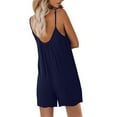 thumbnail image 4 of TAGOLD Womens Summer Jumpsuit,Women's Casual Jumpsuit Summer Sleeveless Jumpsuit Loose Shorts Jumpsuit Belt Pocket Navy 8, 4 of 4