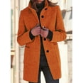 thumbnail image 2 of Women Winter Long Pea Coat Wool Blend Stand Collar Single Breast Thicken Blazer Jacket Orange-Red XL, 2 of 4
