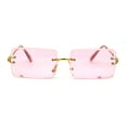 thumbnail image 1 of 90s Classic OG Rapper Rimless Pop Color Lens Sunglasses Gold Light Pink, 1 of 4