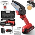 thumbnail image 1 of Wood Ranger Mini Chainsaw, 4 Inch Cordless Portable Handheld Electric Chain Saw, Chain Saw Battery Powered, for Yard, Home and Garden, Wood Cutting, Tree Trimming, Diyer(Red-1 Battery), 1 of 7