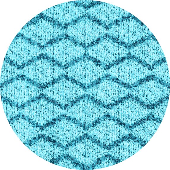 Ahgly Company Indoor Round Trellis Light Blue Modern Area Rugs, 6' Round