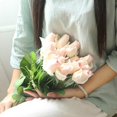 thumbnail image 4 of Single Branch Moist Surface Green Leaves Imitation Rose Wedding Decorative Plants Bridal Artificial Rose Flower Home Decor, 4 of 6