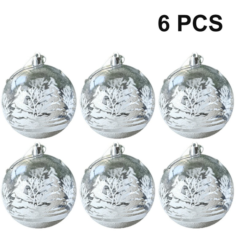 6pcs Xmas Tree Balls,Transparent Christmas Balls DIY Fillable
