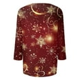 thumbnail image 5 of Womens Fall Tops Christmas 3/4 Sleeve T Shirts for Women V Neck Graphic Xmas Tree Snowflake Print T Shirts Dressy Casual Blouse Y2k Tops Half Sleeve Tunic Tops, 5 of 6