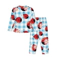 thumbnail image 2 of Disketp Pajamas Set Long Sleeve Sleepwear Womens Button Down Nightwear Pj Sets-Flowers And Lady Bugs, 2 of 9