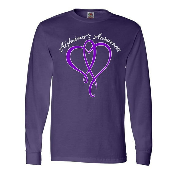 Inktastic Alzheimer's Awareness Purple Ribbon Heart Long Sleeve T-Shirt