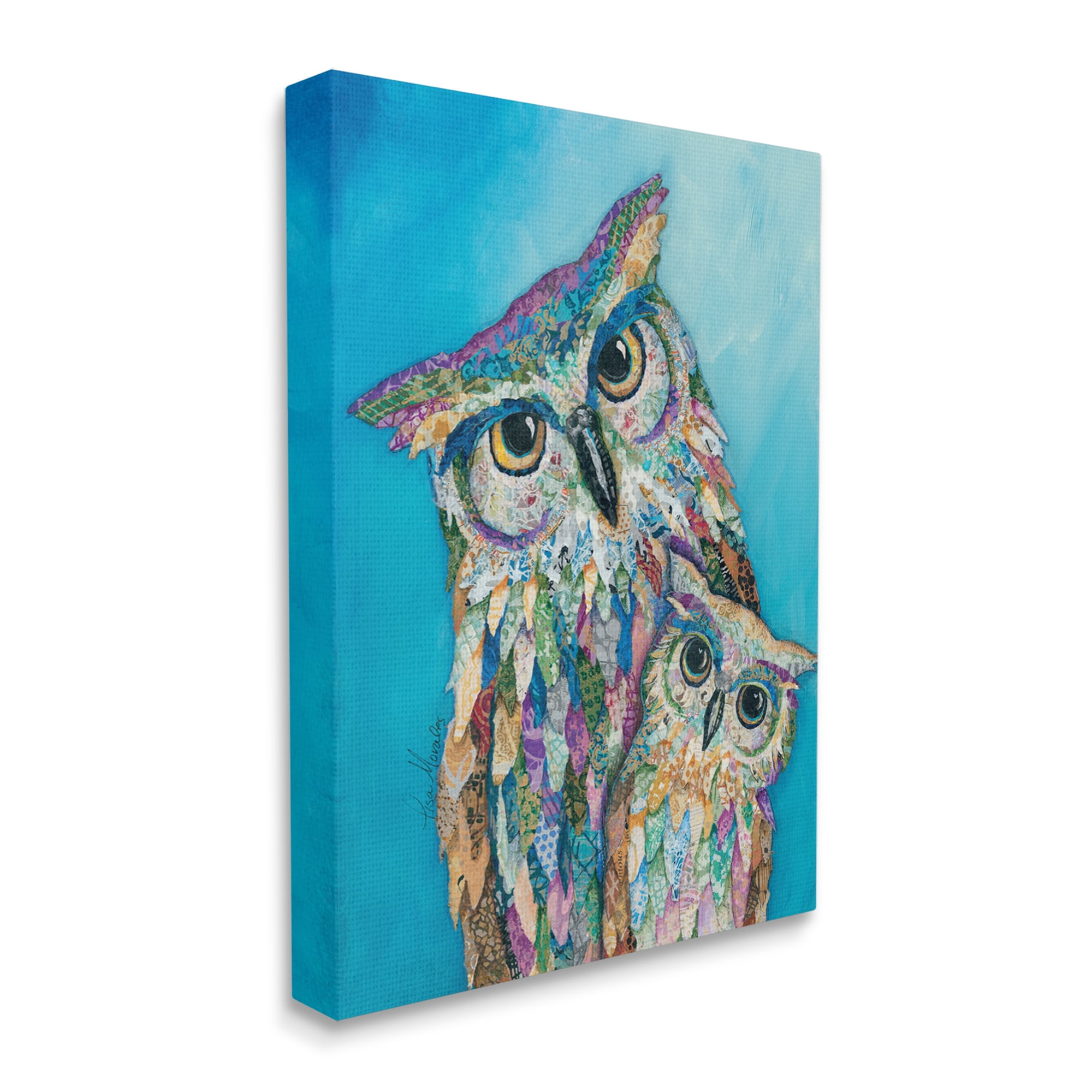 Stupell Industries Pair Wise Owls Varied Patterns Painting Collage Painting Gallery Wrapped Canvas Print Wall Art, Design by Lisa Morales