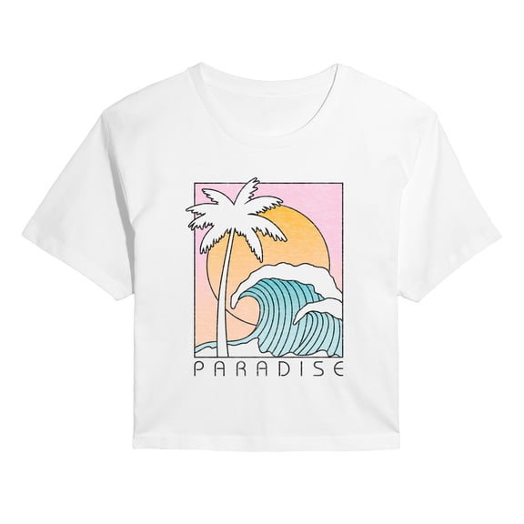 Instant Message - Paradise - Juniors Cropped Graphic T-Shirt