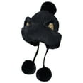 thumbnail image 5 of Guiexla Winter Women Knitted Hat with Cat Ears Plush Pompoms Warm Thickened Ear Protection Solid Color Autumn Winter Outdoor Girls Beanie Cap, 5 of 8