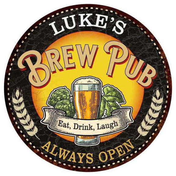 LUKE'S Beer Pub Man Cave Metal Sign Home Wall Decor 14 inch Round 100140025085