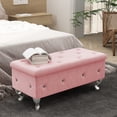 thumbnail image 5 of AWQM Upholstered Storage Ottoman Storage ottoman Bench End of Bed Bench with Button Tufted and Safety Hinge Pink, 5 of 8