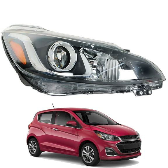 LABLT Replacement for 2019 2020 2021 2022 Spark LS/LT Lamp Black Projector Headlight Passenger Side